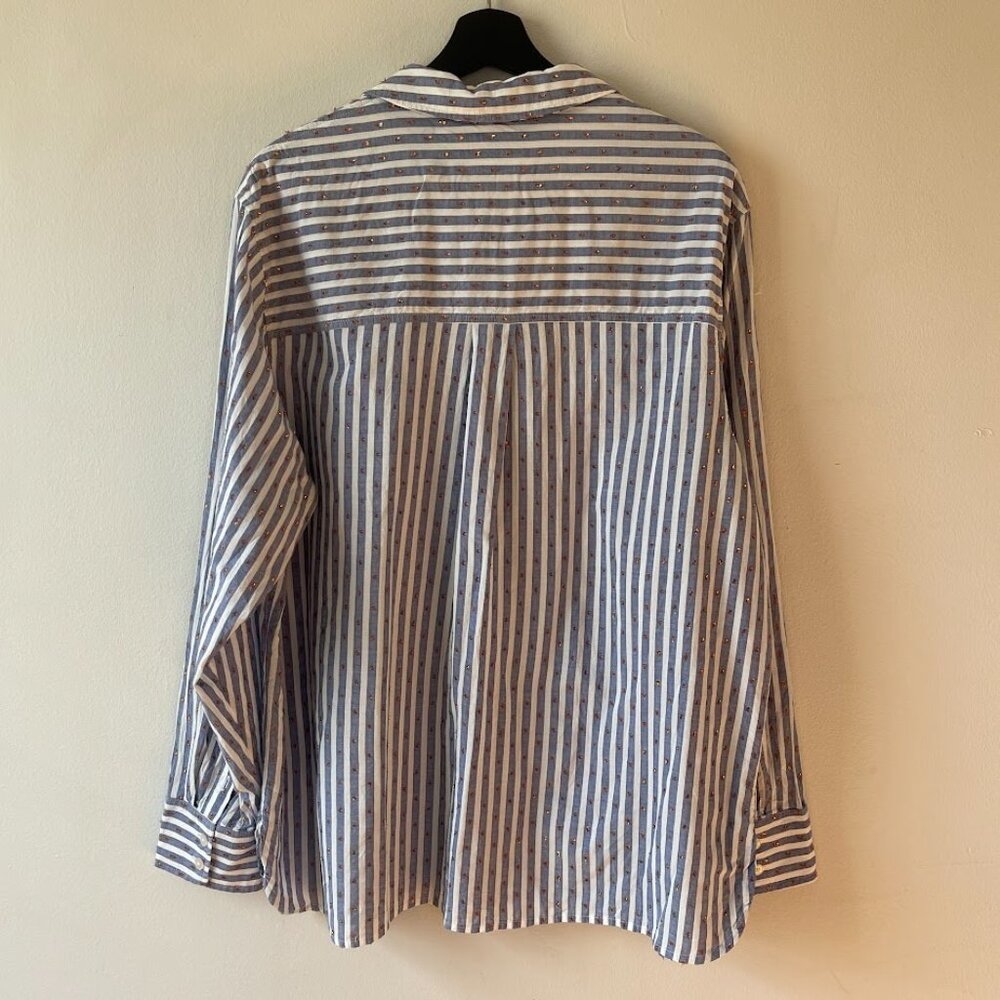 Boden Striped button-down blouse with copper metallic fleck - 16/18R - Picture 7 of 8
